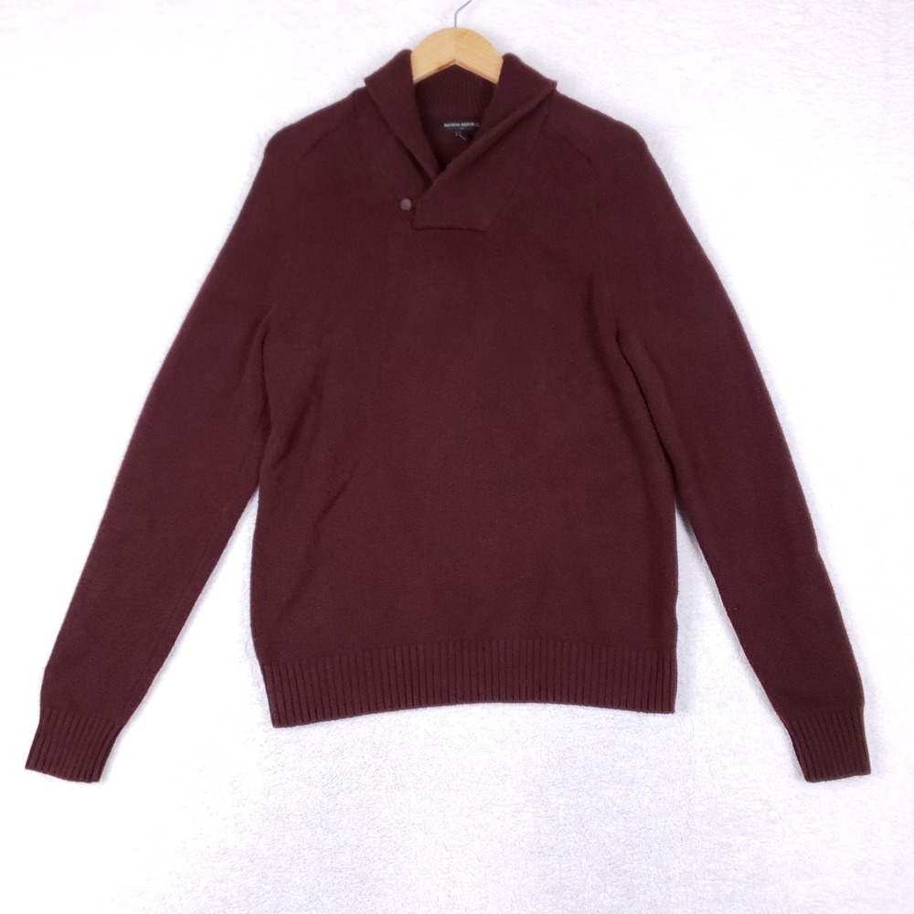 Banana Republic Shawl Collar Pullover Sweater Medium Burgundy